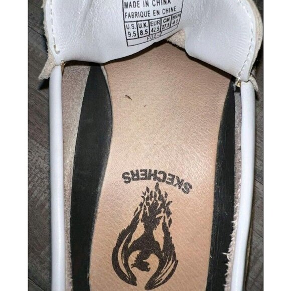 SKECHERS White Leather Dragon Slip On Driving Shoes Men Size 9.5 - Picture 6 of 7